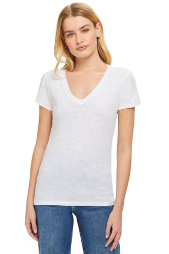 Goldie Lewinter Women's Classic V Tee, White, M | Amazon (US)