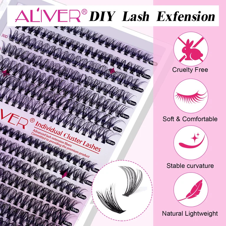Aliver DIY Lash Extension Kit, 560pcs Individual Lashes Cluster Eyelash Extension Kit, 2PC 30D+40... | Walmart (US)