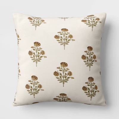 Block Print Floral Square Throw Pillow - Threshold™ | Target