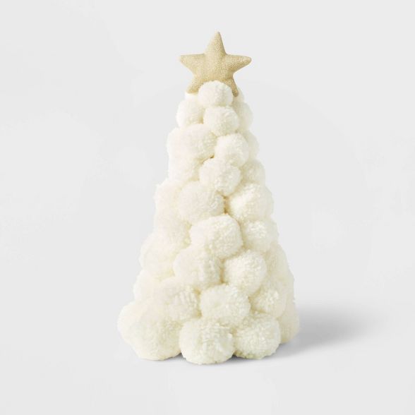 Pom Pom Christmas Tree Decorative Figurine White  - Wondershop™ | Target