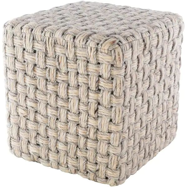 Luisa Modern Wool Basket weave 18-inch Square Pouf - Overstock - 29757842 | Bed Bath & Beyond