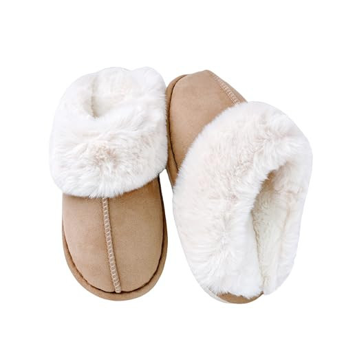 DCLTD Women's Fluffy Slippers Warm Cozy Slide Fuzzy Slides with Soft Memory Foam Comfy Plush Slip on House Shoes Anti-Slip Soft Sole Slippers for Women | Amazon (US)