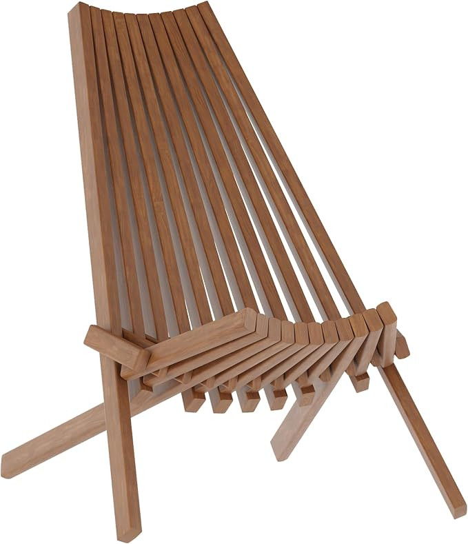 Flash Furniture Delia Commercial Indoor/Outdoor Wood Folding Chair, Low Profile Lounge for Patio,... | Amazon (US)