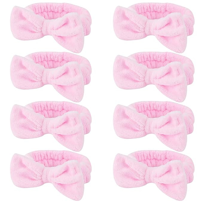 Ondder Spa Headband for Washing Face 8 Pack Pink Skincare Headbands for Women Girls Terry Cloth C... | Amazon (US)