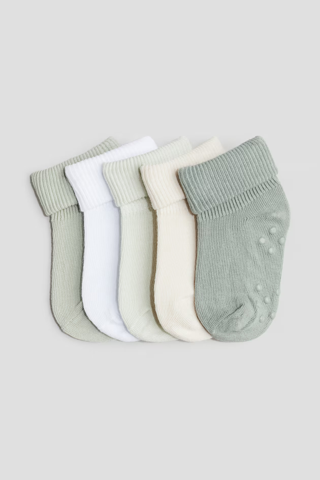 5-pack anti-slip socks - Dusty green/Cream - Kids | H&M GB | H&M (UK, MY, IN, SG, PH, TW, HK)