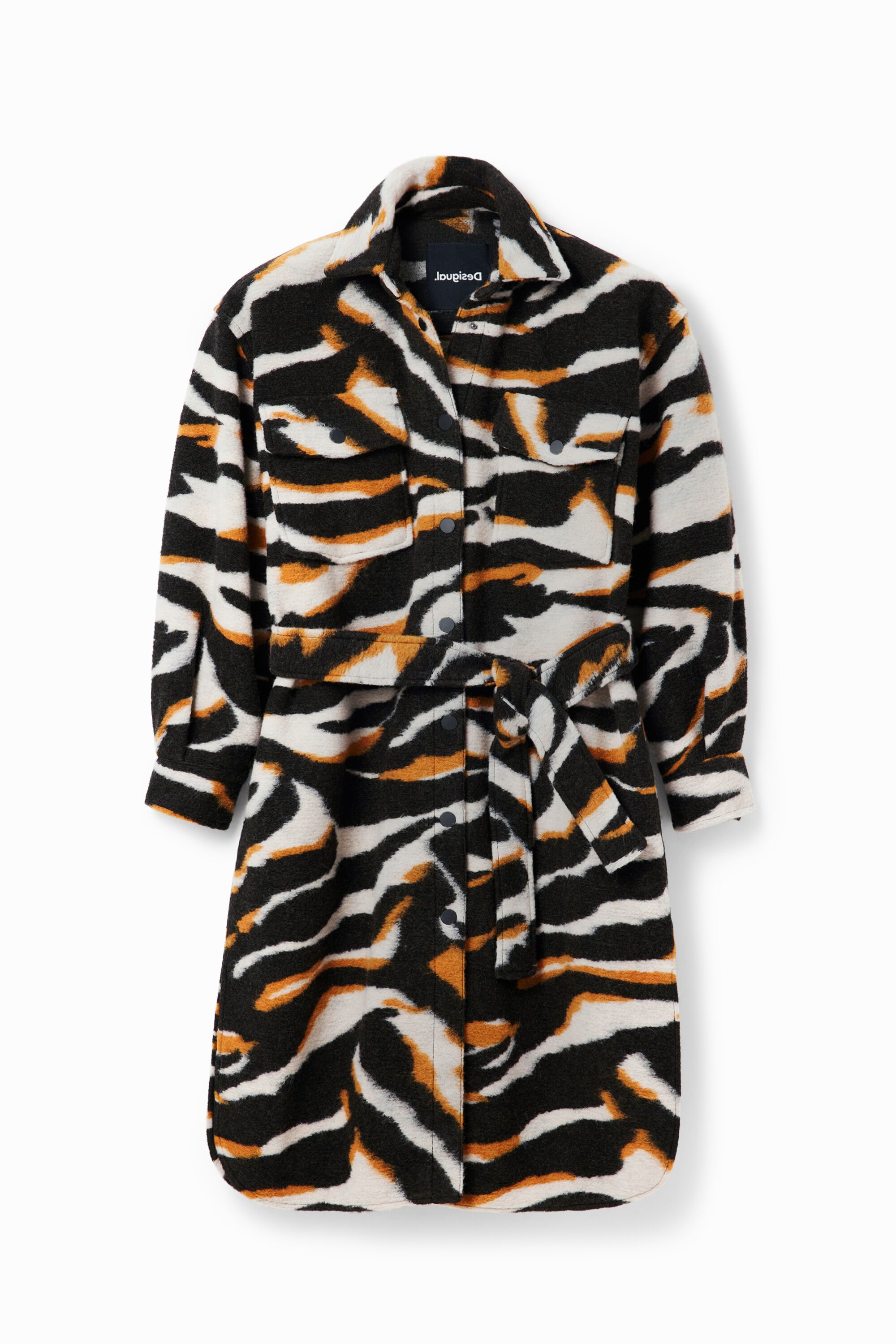 Long zebra overshirt coat | Desigual USA,CA