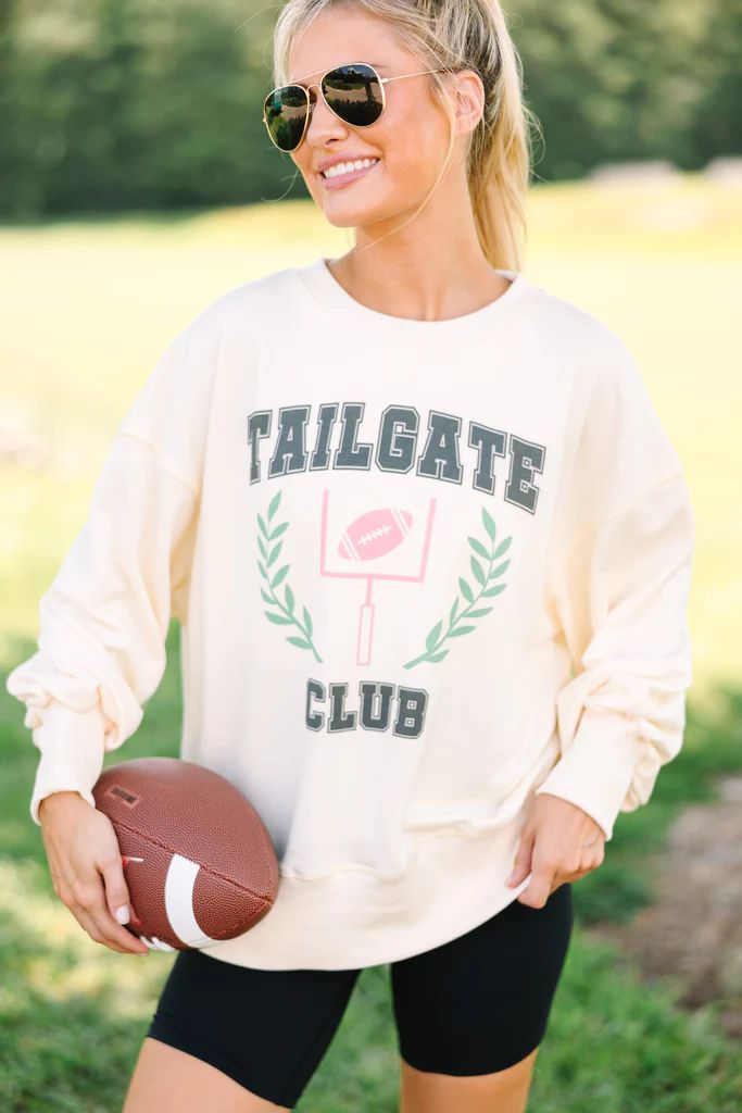 The Tailgate Club Cream Pullover | The Mint Julep Boutique