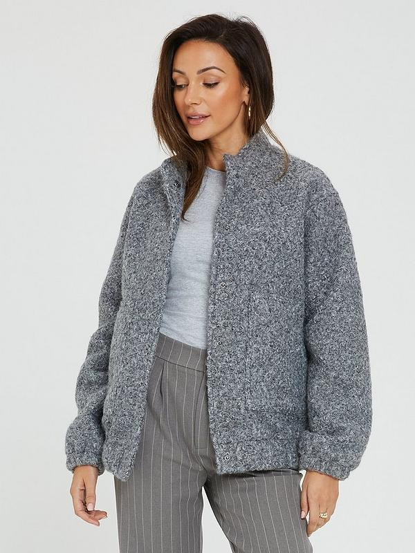 Michelle Keegan Oversized Bomber Jacket - Grey | Very (UK)