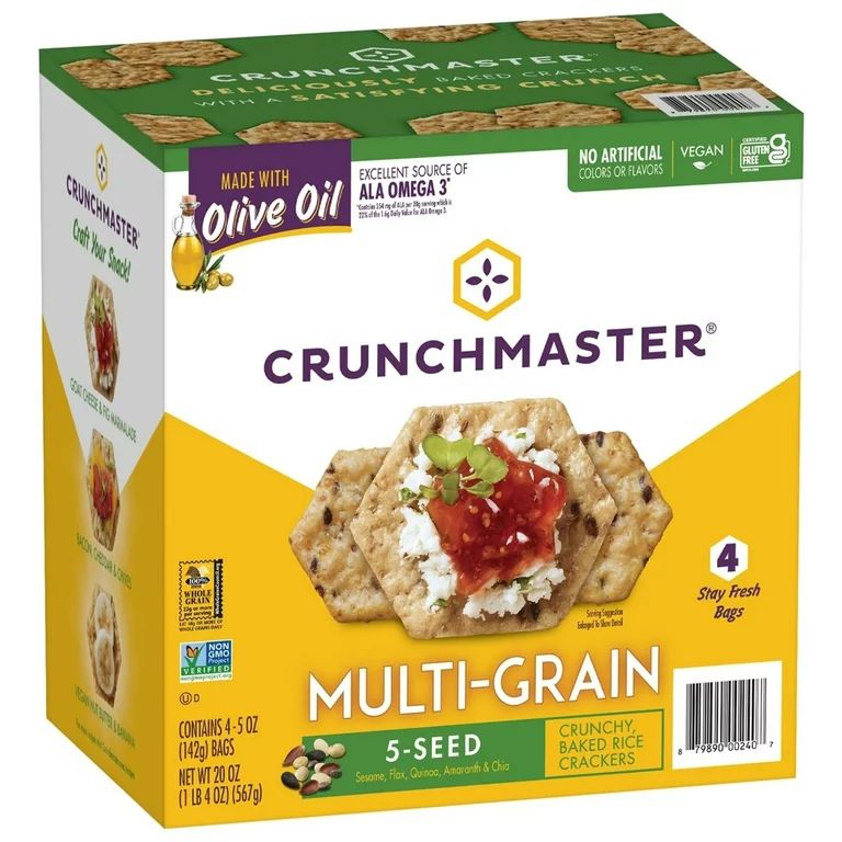 Crunchmaster 5 Seed Multi-Grain Cracker with Olive Oil, 20 Ounce | Walmart (US)