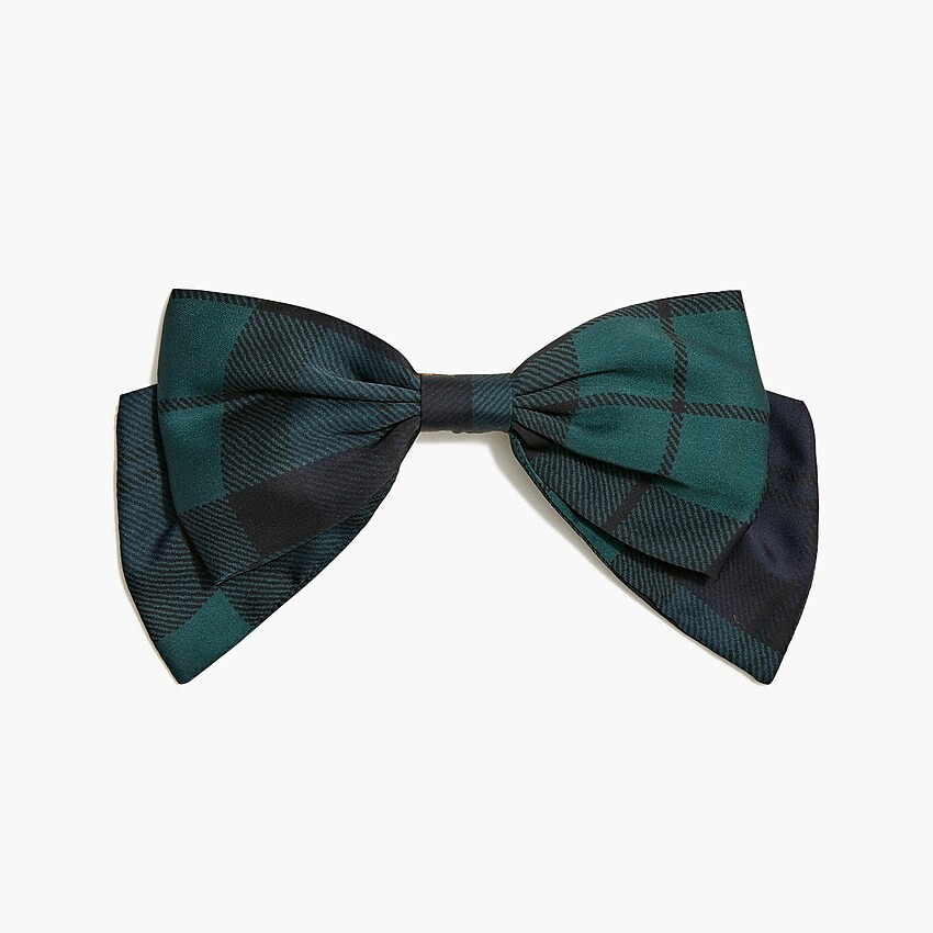 Large Black Watch plaid bow hair barrette | J.Crew Factory