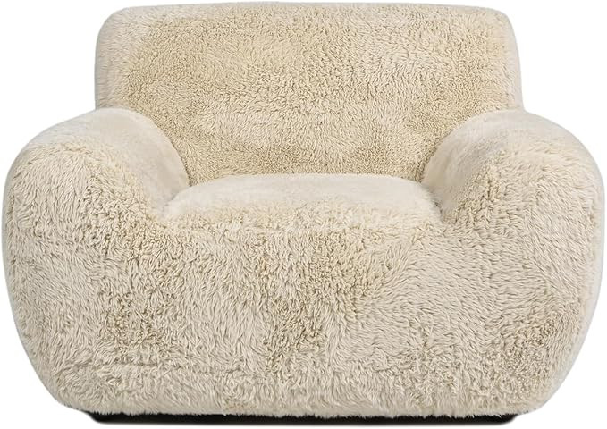 Jennifer Taylor Home Summit 49" Faux Sheepskin Large Overstuffed Living Room Arm Chair, Cream Bei... | Amazon (US)