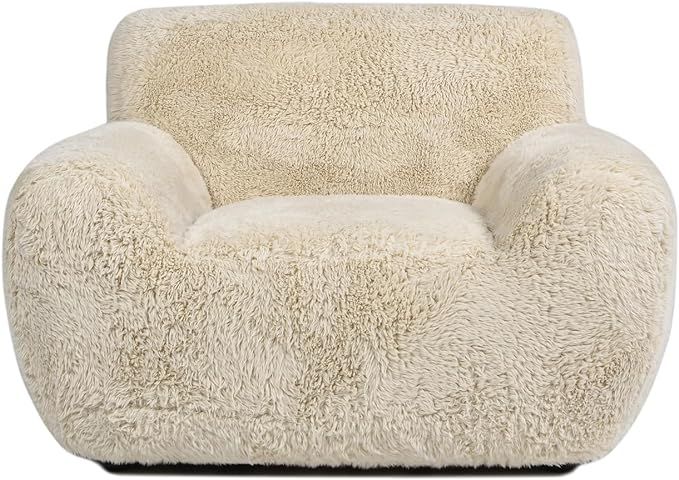 Jennifer Taylor Home Summit 49" Faux Sheepskin Large Overstuffed Living Room Arm Chair, Cream Bei... | Amazon (US)
