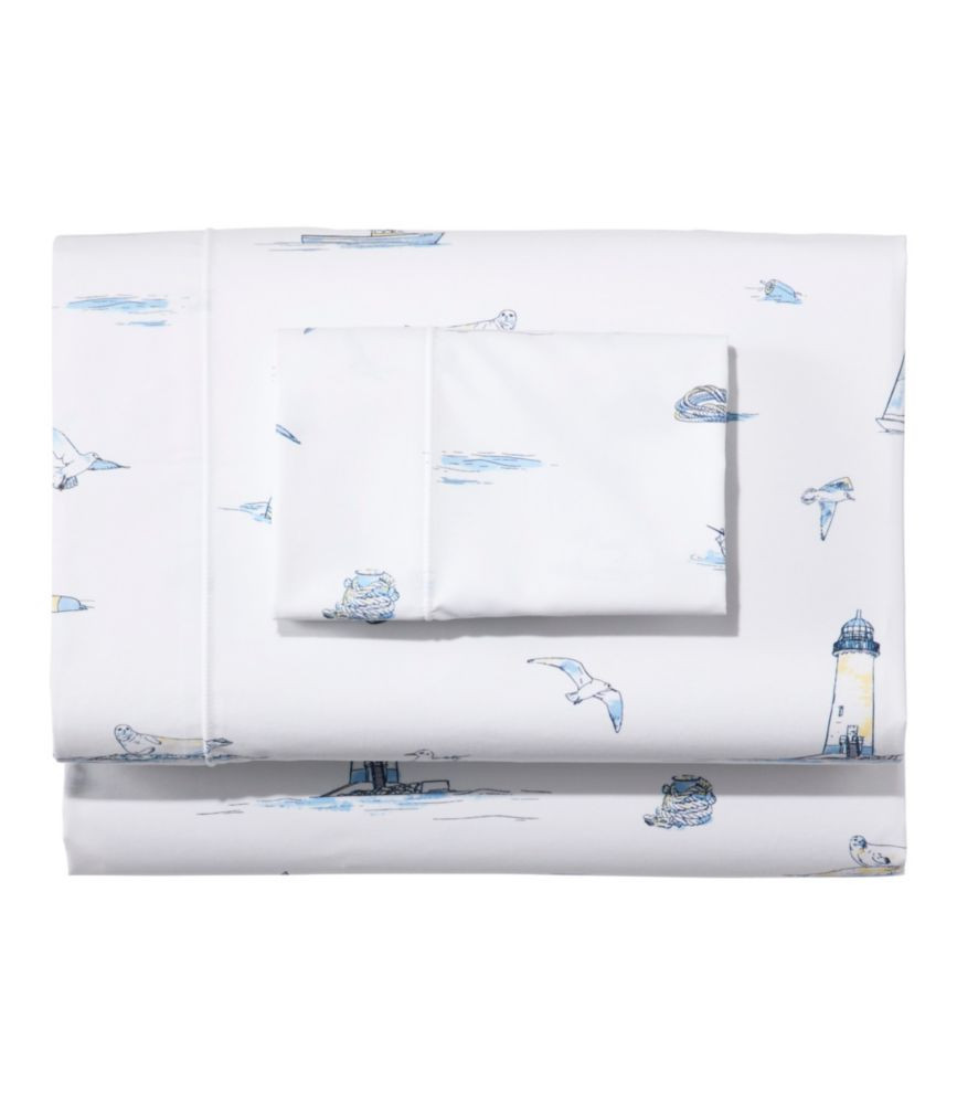 Nautical Boats Percale Sheet Collection White Twin, Cotton L. L.Bean | L.L. Bean