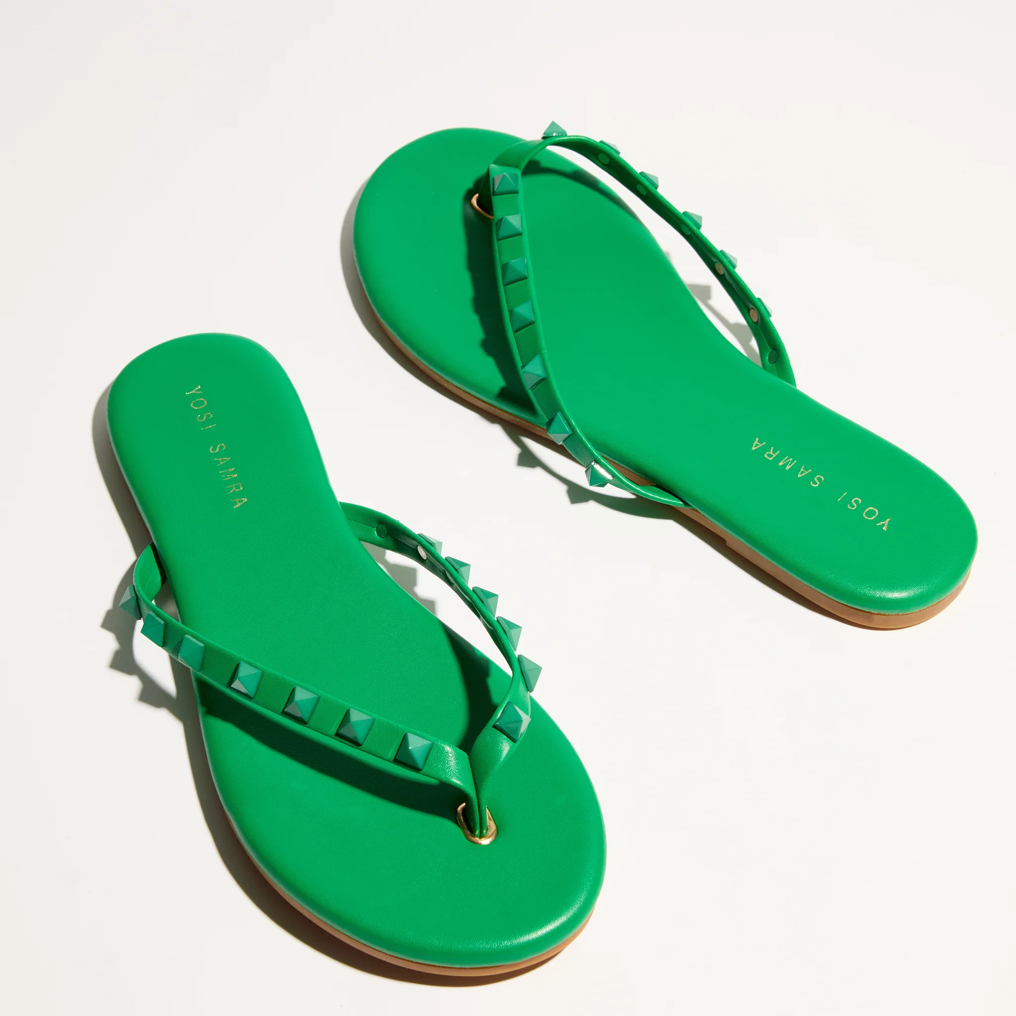 Rivington Stud Flip Flop in Green | Yosi Samra