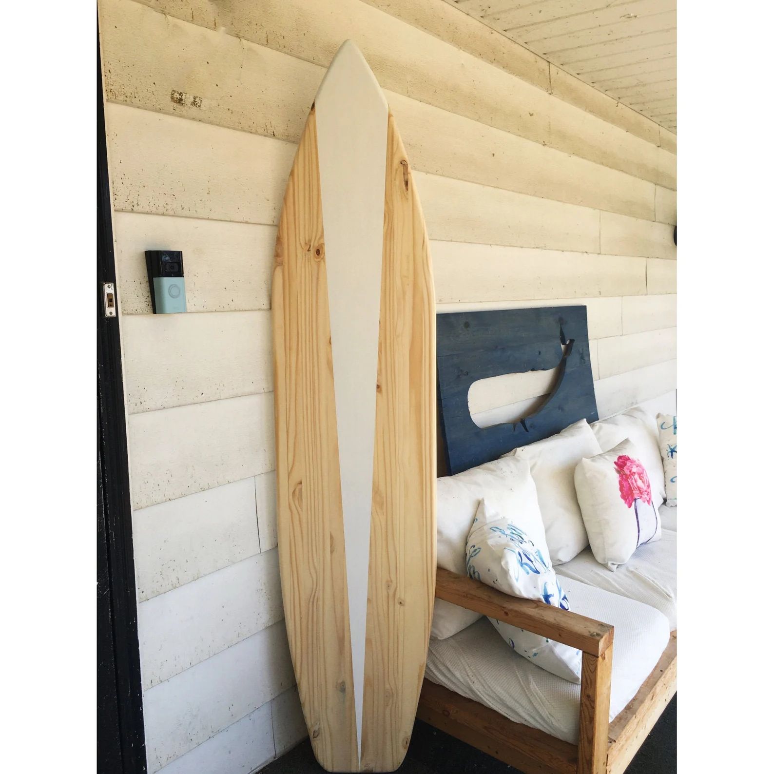 6 Foot Wood Surfboard Wall Art in a Natural Wood With White | Etsy | Etsy (US)