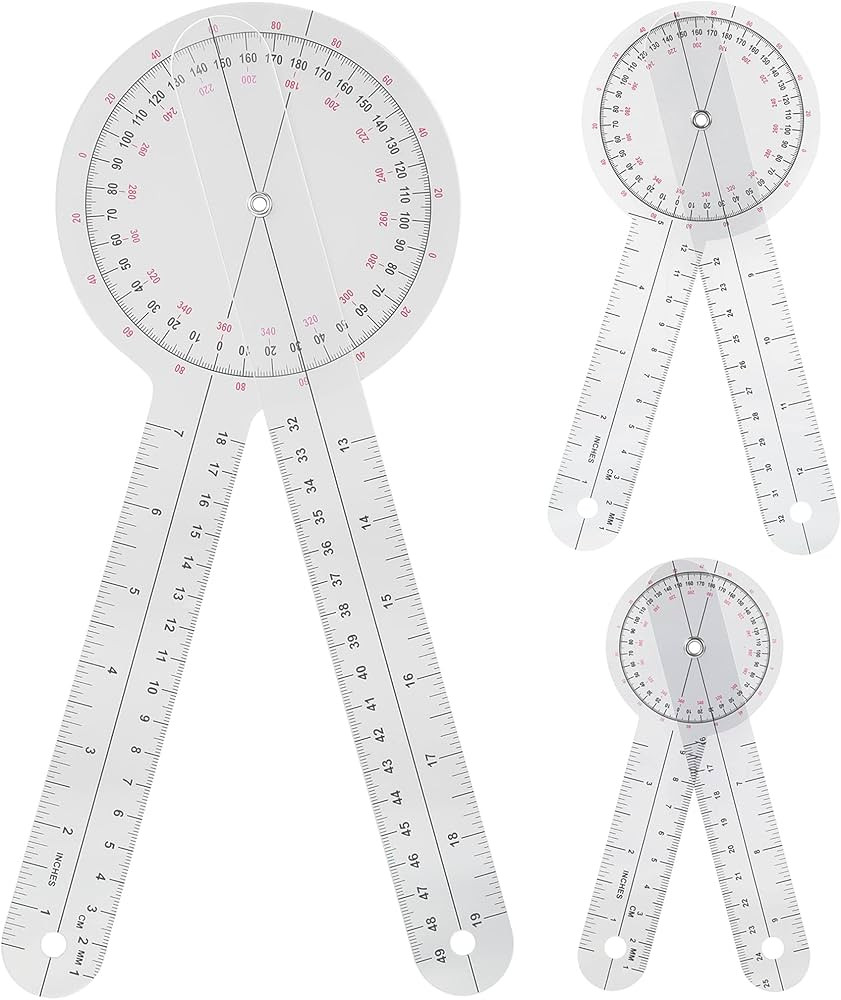 Goniometer Set 3 Pieces of 6/8/12 Inch Occupational Physical Therapy Protractor Tool Measurement ... | Amazon (US)