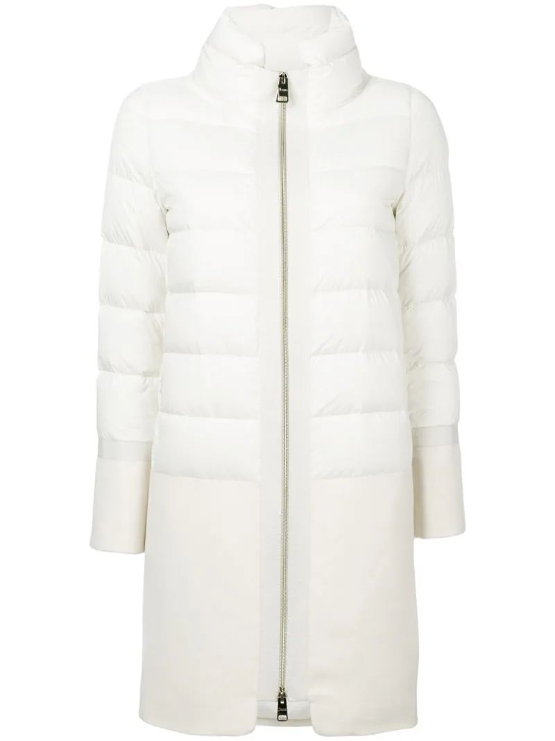 Herno - zip-up padded coat - women - Cotton/Polyamide/Acetate/Goose Down - 38, White, Cotton/Polyamide/Acetate/Goose Down | FarFetch US