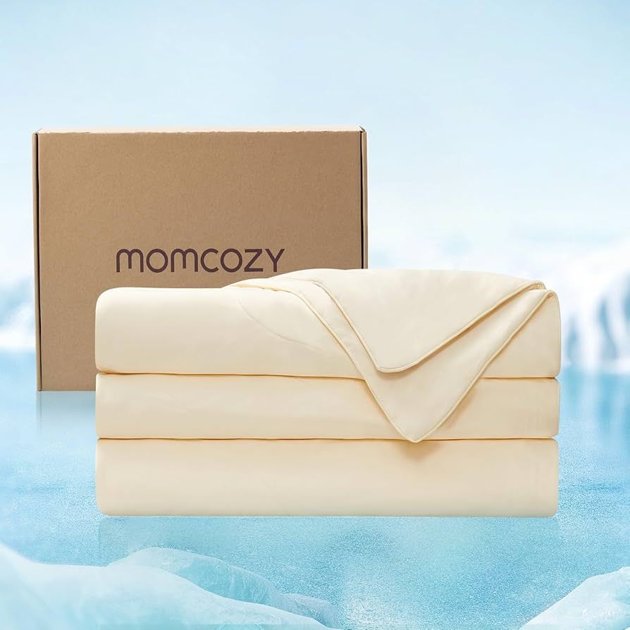 Momcozy Life CoolMurm Cooling Comforter for Hot Sleepers, Full/Queen 90"x90" Pregnancy Cooling Blanket, All-Season Lightweight Soft Breathable Cooling Quilt Duvet, Stay Cool All Night, Beige Yellow | Amazon (US)