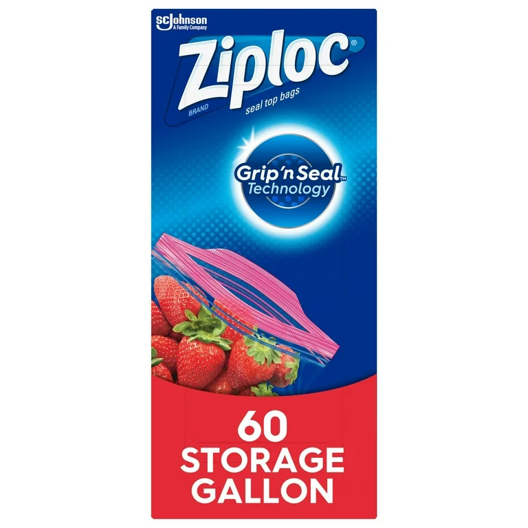 Ziploc® Brand Storage Bags with Grip 'n Seal Technology, Gallon, 60 Count - Walmart.com | Walmart (US)