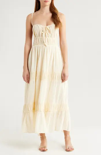 Free People Taking Sides Tiered Cotton Maxi Dress in Wet Plaster at Nordstrom Rack, Size Medium | Nordstrom Rack