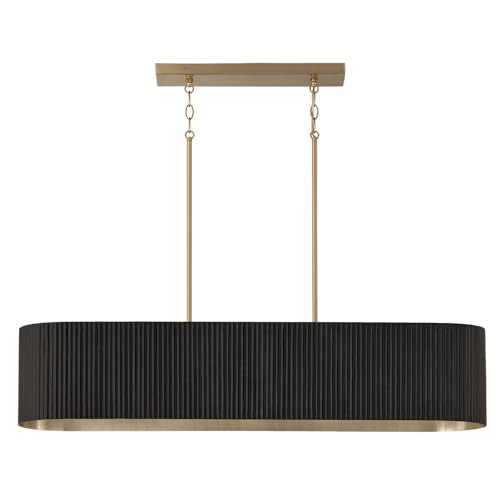 Capital Lighting 850751KR Donovan Mid-Century Modern Artisan Luxe Fluted Mango Wood Linear Chandelier, 5-Light 500 Total Watts, 9" H x 44" W, Black Stain and Matte Brass | Amazon (US)
