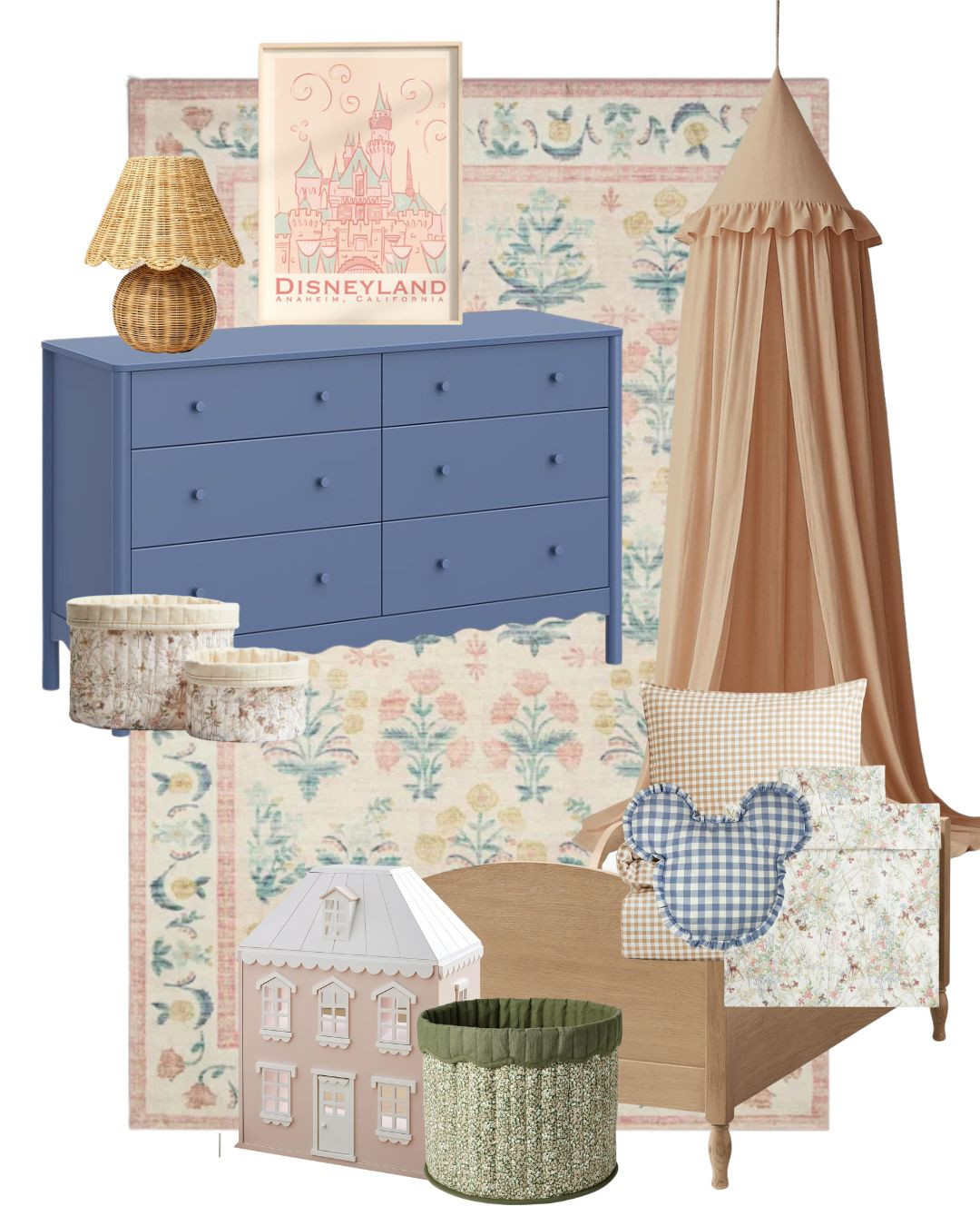 subtle disney and girly kids room. Full of florals, pastal colors and the perfect touch of disney items 

 #LTKHome #LTKBaby #LTKKids