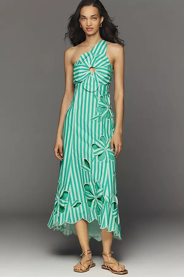 Amara One-Shoulder Cutwork Midi Dress | Anthropologie (US)