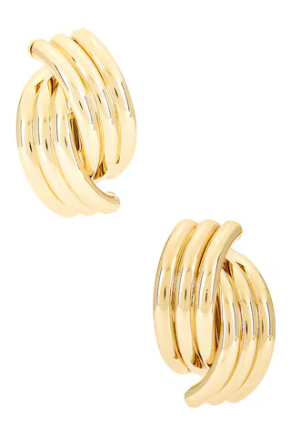 ANINE BING Crossover Ribbed Stud in Gold from Revolve.com | Revolve Clothing (Global)