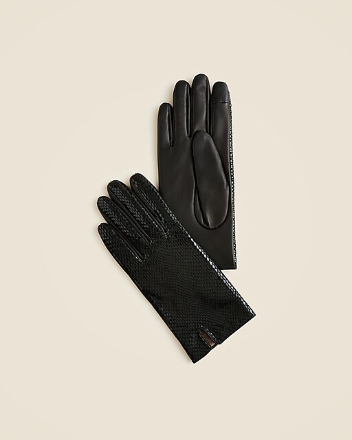 Snake-embossed leather tech-touch gloves | J. Crew US