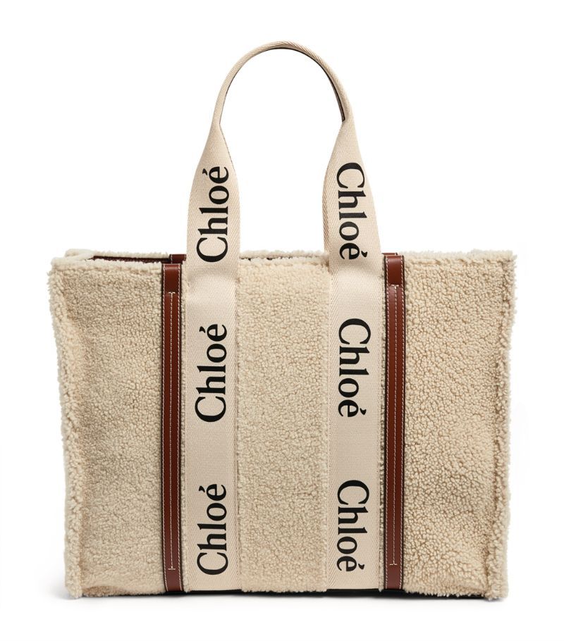 Chloé Large Shearling Woody Tote Bag | Harrods
