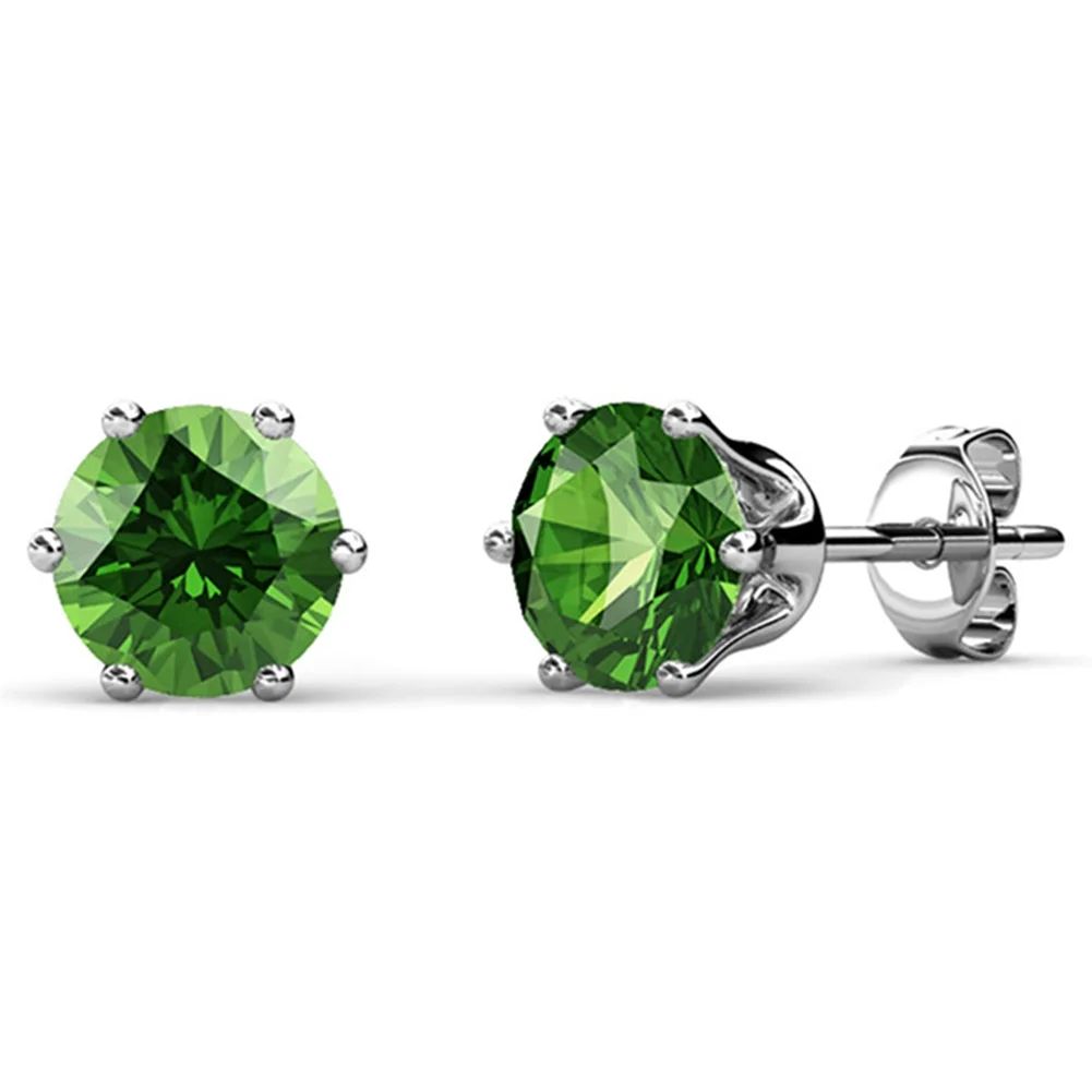 Cate & Chloe Birthstone Stud Earrings, 18k White Gold Plated Silver Earrings with 1ct Peridot Gem... | Walmart (US)