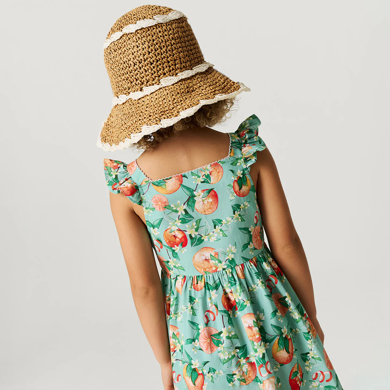 Citrus Green Ruffled Strap Arancia Challis Button-Down Dress | Posh Peanut® | Posh Peanut