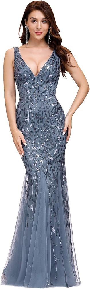 Ever-Pretty Women's Double V-Neck Sleeveless Mermaid Dress Evening Maxi Dress 7886 | Amazon (US)