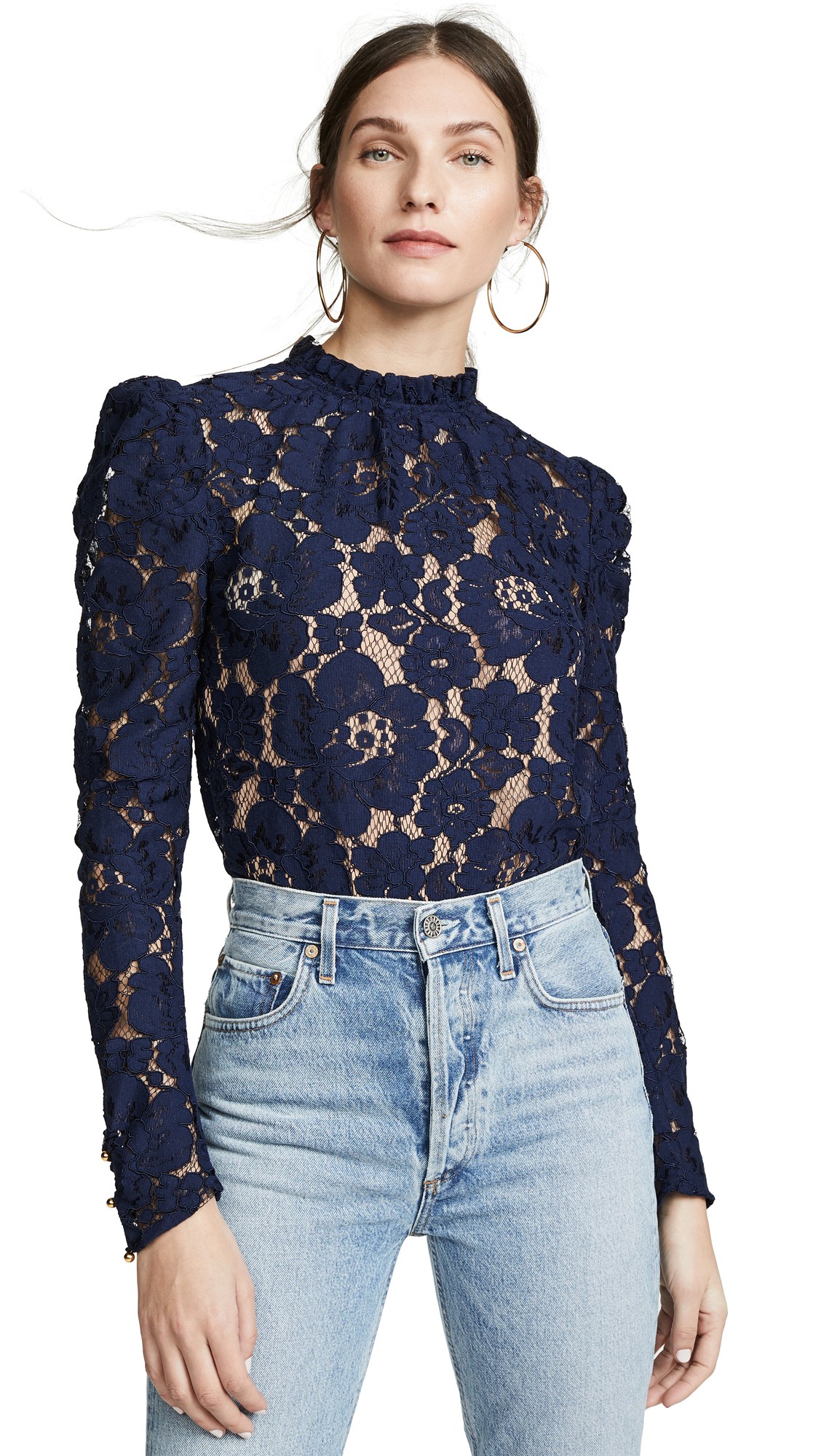 WAYF Emma Puff Sleeve Lace Top | Shopbop