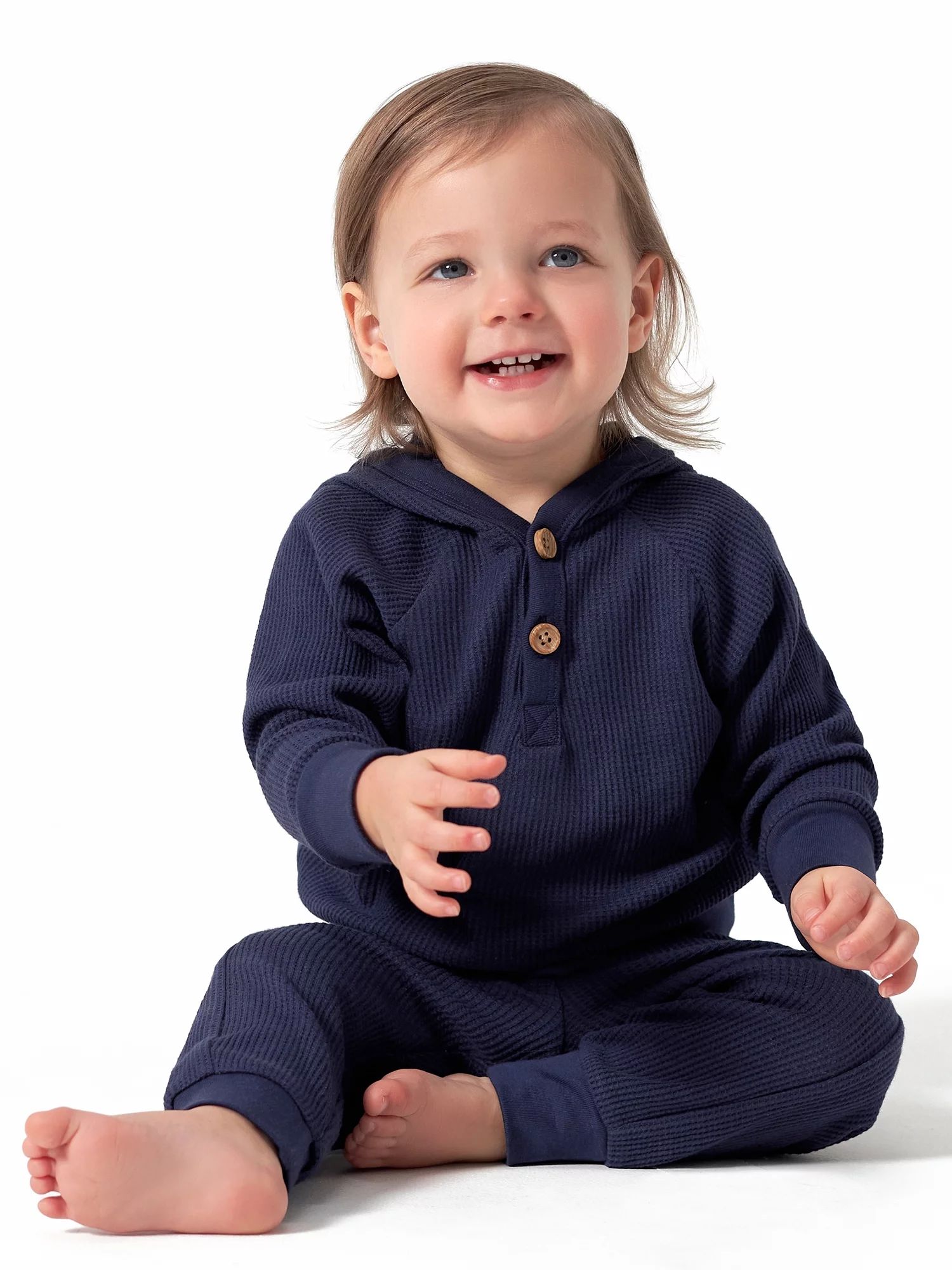 Modern Moments by Gerber Baby Boy Waffle Hoodie & Pant Outfit Set, 2-Piece, Sizes 0/3-24 Months | Walmart (US)