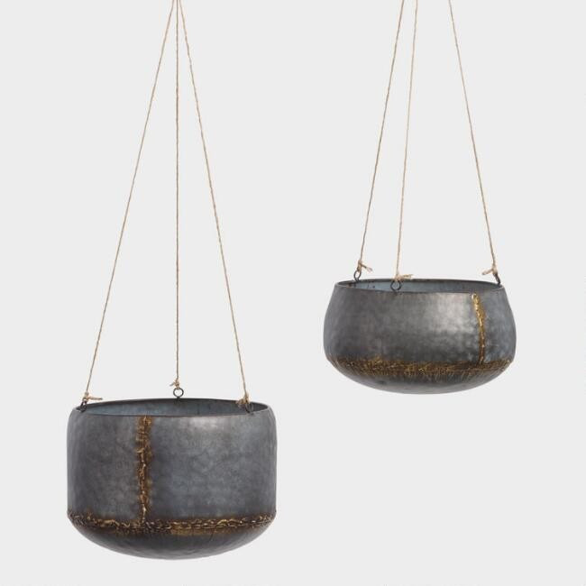 Antique Galvanized Metal Hanging Planter | World Market