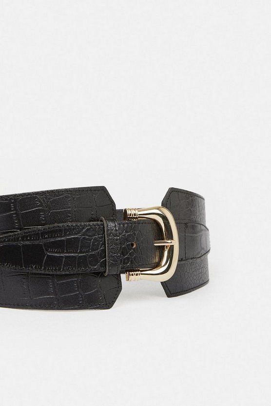 Leather Croc Chunky Waist Belt | Karen Millen US