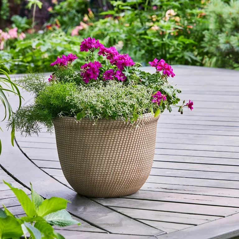 Better Homes & Gardens Tatum 100% Recycled Resin Planter, Khaki Chino, 15.8in x 15.8in x 12in | Walmart (US)