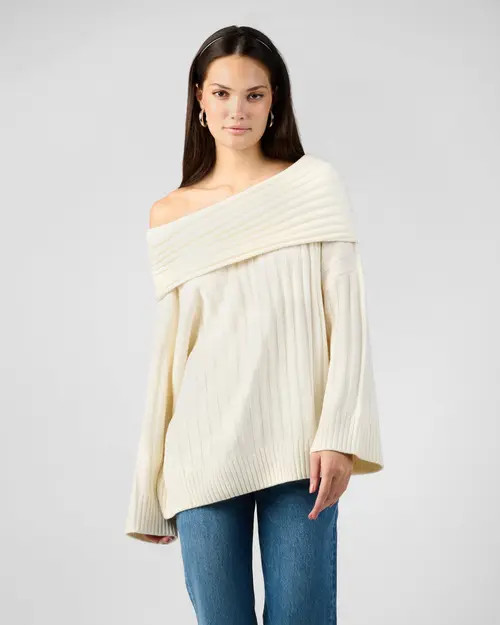 WeWoreWhat Oversized Off Shoulder Sweater in Ivory at Nordstrom, Size Small | Nordstrom