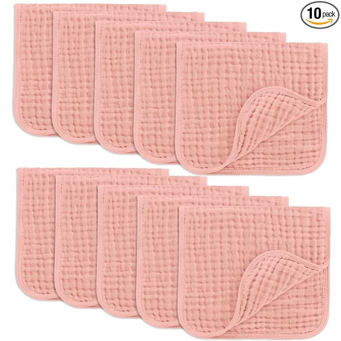 Comfy Cubs Muslin Burp Cloths 20" x 10", Pack of 10 - Large, 6-Layer, Ultra Absorbent 100% Cotton... | Amazon (US)