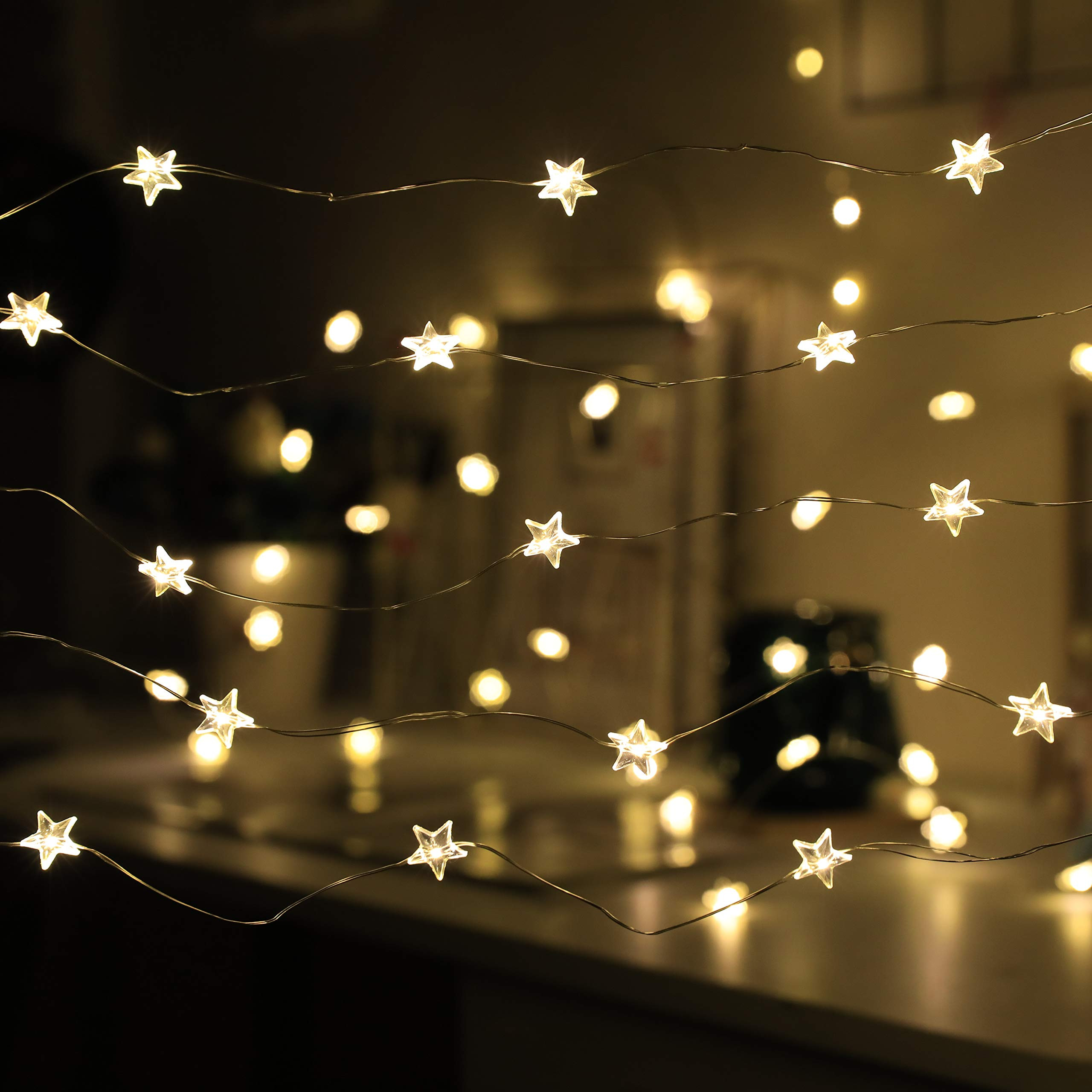 Twinkle Star String Lights 40 LED Spring Garden Decorative Indoor Outdoor Fairy Light USB & Batte... | Amazon (US)