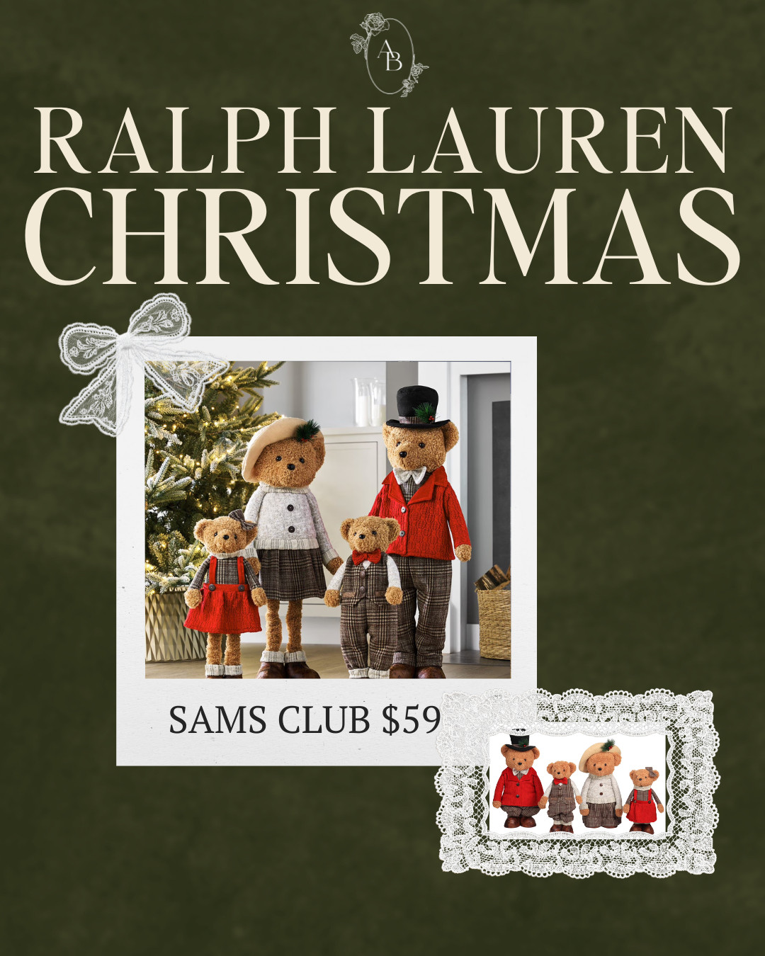 These adorable bears are giving major Ralph Lauren Christmas Vibes! 🐻
Grab them before they sell out! 
#RalphLaurenChristmas #HolidayDecorTrend #TartanChristmasDecor #GatheredNestStyle #MomFriendlyDecor #BudgetLuxuryDecor #LargeFamilyLiving #HeritageHolidayDecor 

 #LTKHoliday #LTKSeasonal #LTKHome