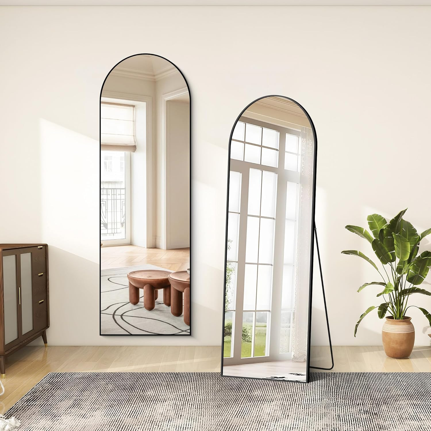 COFENY Full Length Mirror, 64" x 21" Arched Mirror Full Length Black Floor Wall Mirror Standing, ... | Amazon (CA)