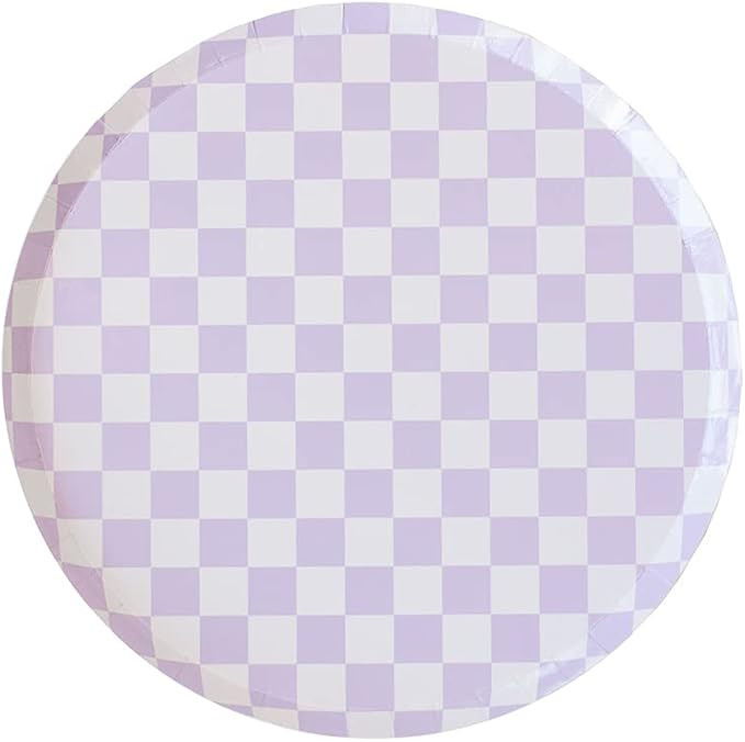 Jollity & Co Purple Posse Checkered Pattern Dessert Plates - Pack of 8, Paper, Disposable, Modern... | Amazon (US)