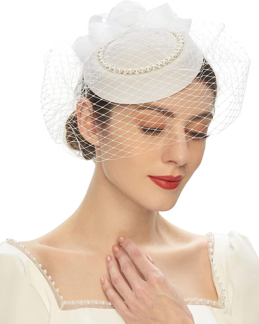 Cizoe Fascinators Hats for Womens 50s Headwear with Veil Flower Cocktail Wedding Tea Party Church... | Amazon (US)