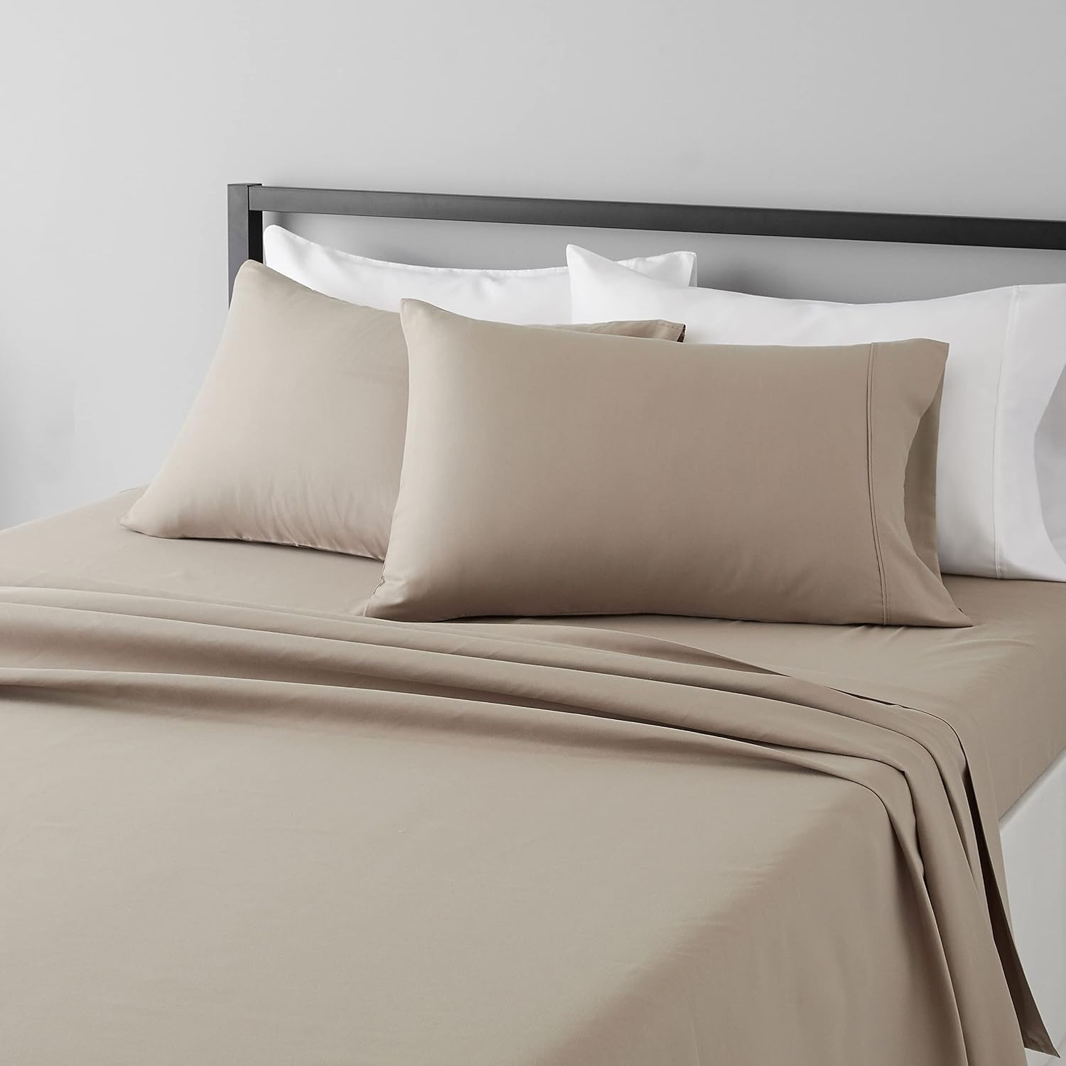 Amazon Basics Lightweight Super Soft Luxury Breathable Microfiber 4 Piece Bed Sheet Set with 14-Inch Deep Pockets, Full, Taupe, Solid | Amazon (US)