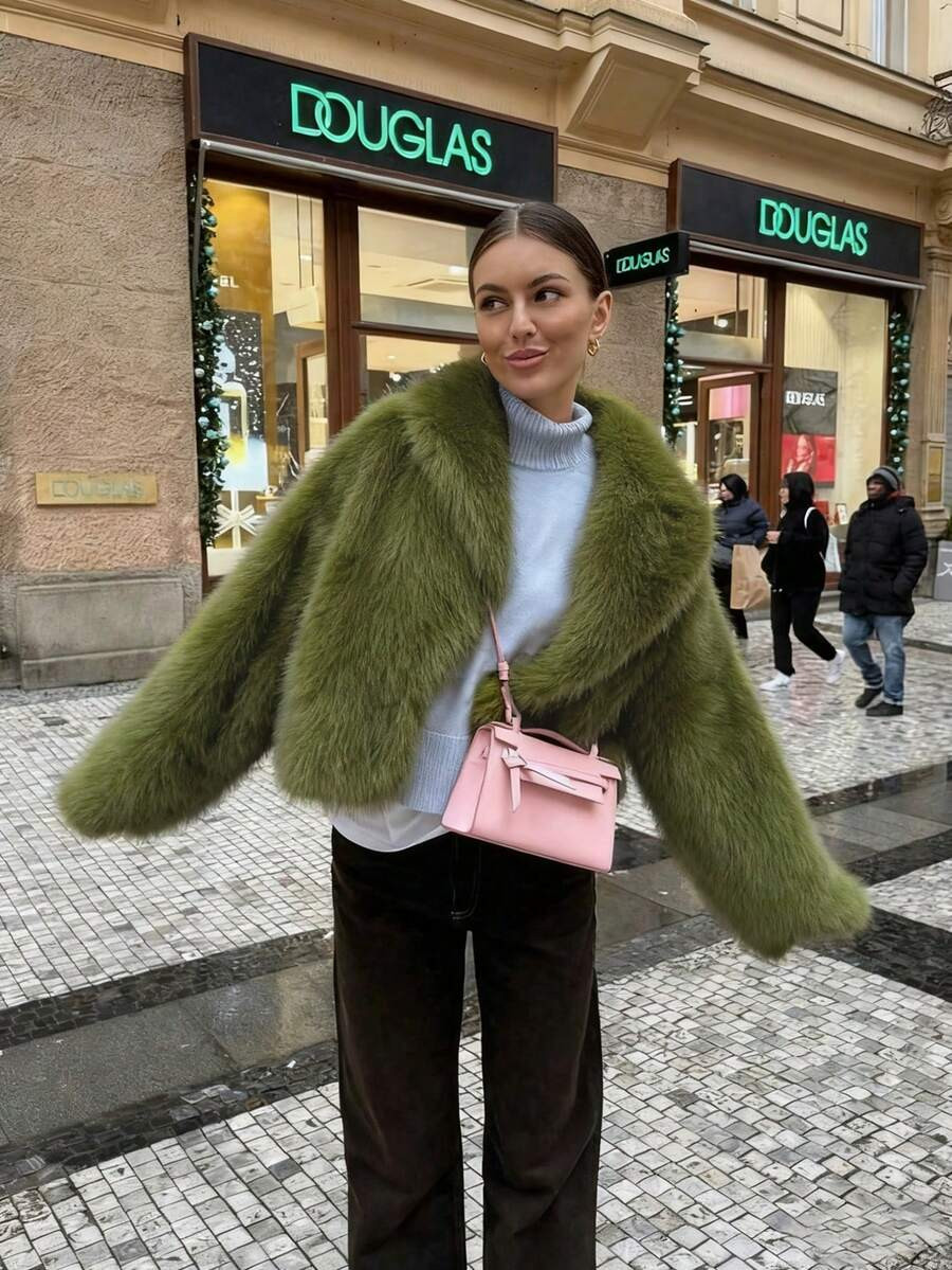 Christmas Women's Vintage High-End Faux Fur Short Jacket, Loose Version Fashion Tops For Autumn/W... | SHEIN