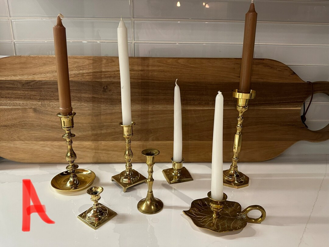 Vintage Lot of 7 Brass Taper Candlestick Holders 5 Options - Etsy | Etsy (US)
