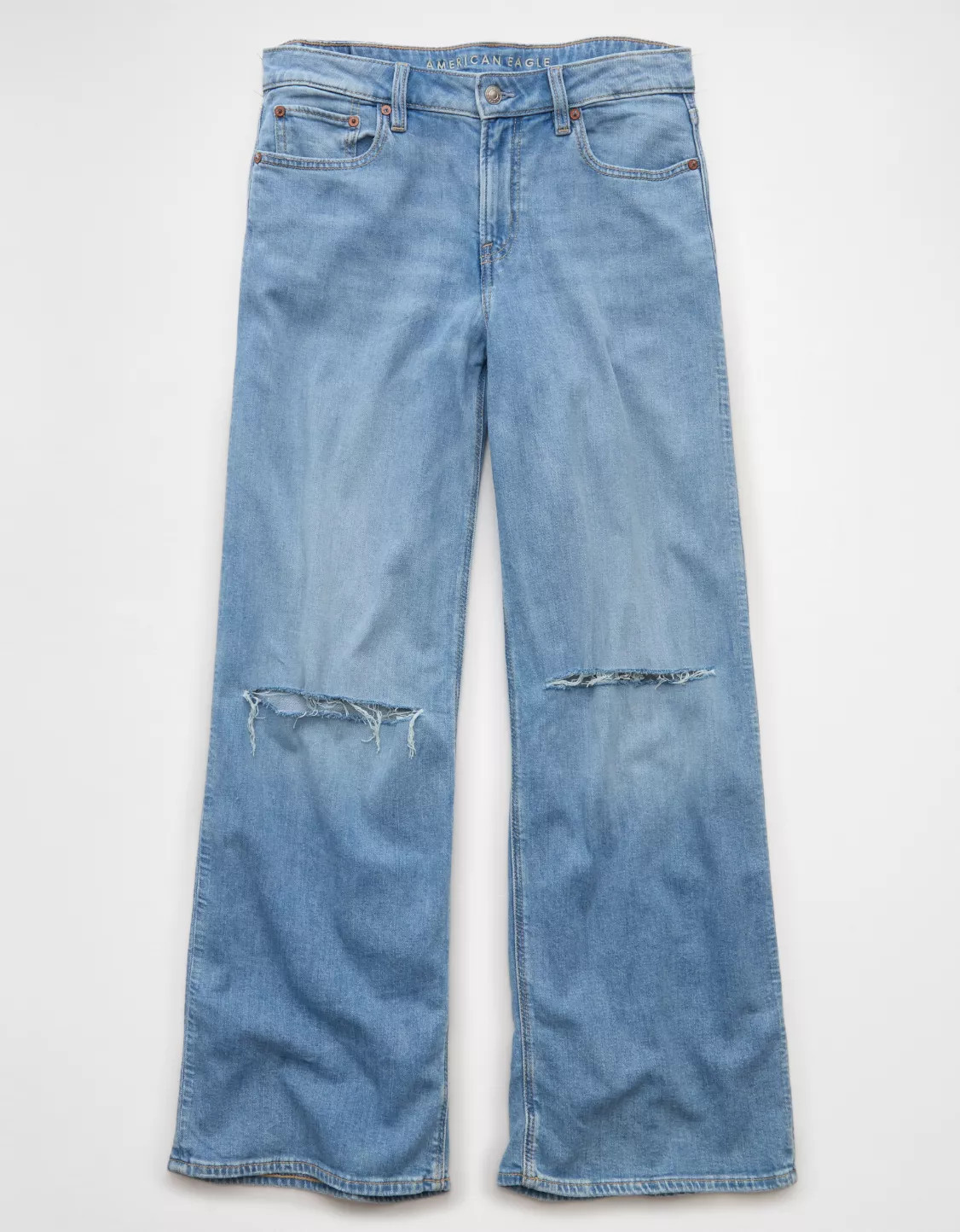 AE Dreamy Drape Stretch Ripped Low-Rise Baggy Wide-Leg Jean | American Eagle Outfitters (US & CA)