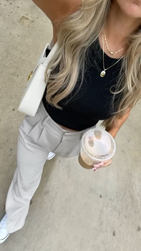 Casual ootd in Chicago 🫶🏼 trousers are on SALE today!!! Code DENIMAF To take an extra 15% off! I wear a 25 short 

#LTKSeasonal #LTKsalealert #LTKunder100